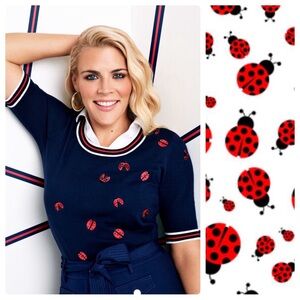 3/$22🩶 Talbots Small Oprah Magazine Collection Ladybug Crewneck Beaded Sweater